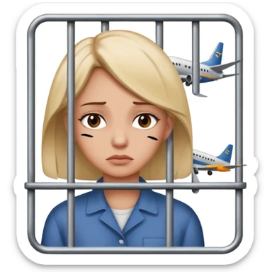 Still wild, but you’ll realize they’re wiser than they seem. Freedom is their top priority — don’t try to cage them.
woman behind bars sad with a text bubble thinking about airplanes sticker