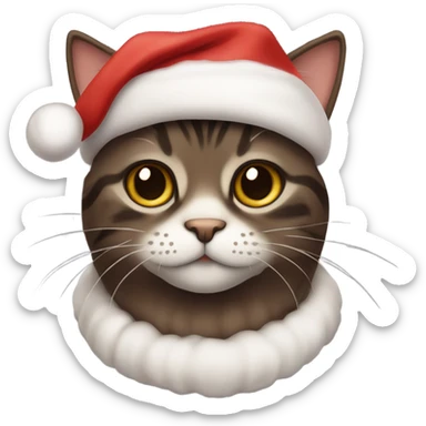 Cute dark brown tabby cat at Christmas  sticker