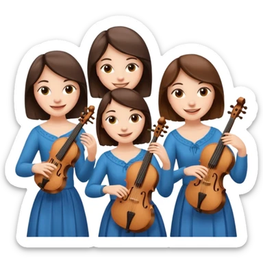 Create an imagine of three brunette women playing string instruments sticker