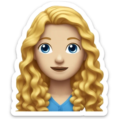 White ginger female with long wavy hair and blue eyes sticker