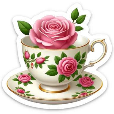 english rose tea cup sticker