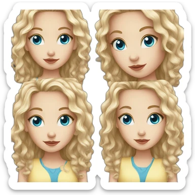 White girl wit blue eyes and long curly hair sticker