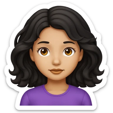 Girl emoji with black wavy hair and tan skin sticker