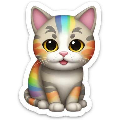 Gravel striped cat with rainbow sticker