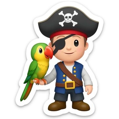 pirate and parrot sticker