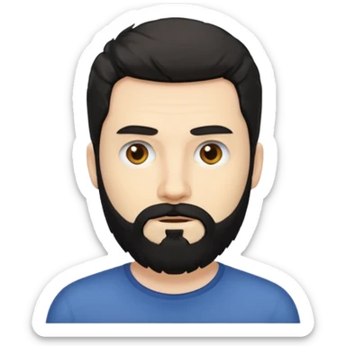 Hombre blanco con barba negra despeinado sticker