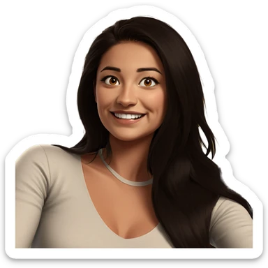 smiling girl with long hair sticker