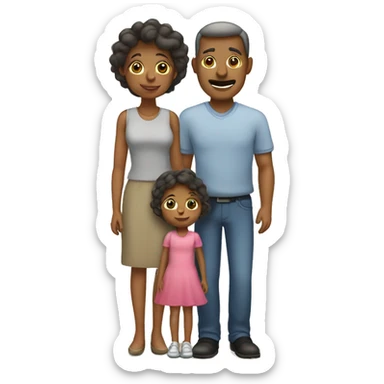 Family with father, mother, little girl sticker
