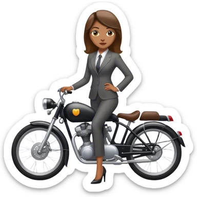 Business woman with a suite with long pants on a bike sticker