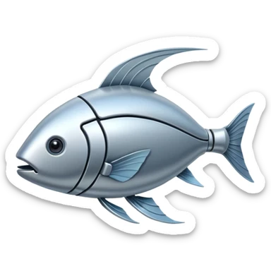 the flat side view of a robotic fictional fish sticker