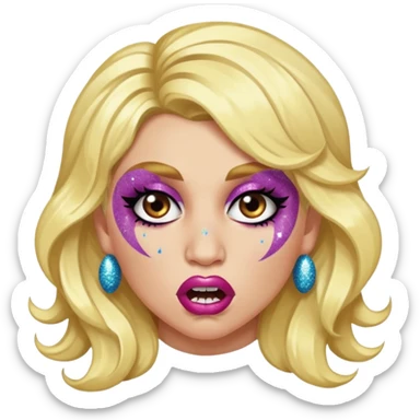 kesha with glitter making a snarling lip curl face sticker