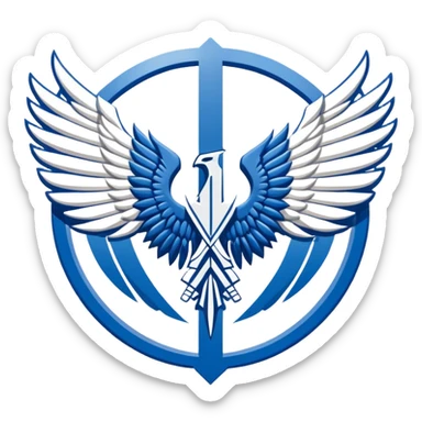 Wings of Freedom logo from Attack on Titan, overlapping blue and white wings, Survey Corps emblem sticker