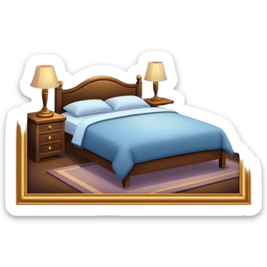 A dimly lit bedroom.  sticker