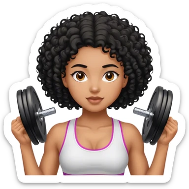 Mixraced girl with curly black hair at the gym sticker