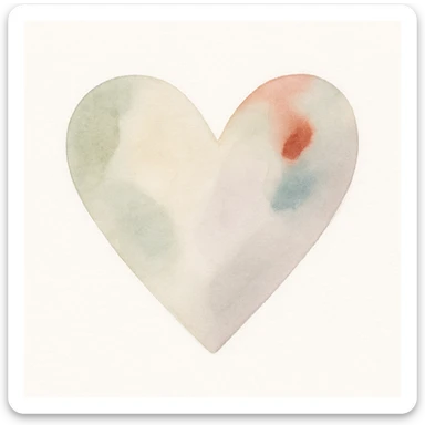 heart symbol, watercolor art style, soft colors, artistic brush strokes sticker