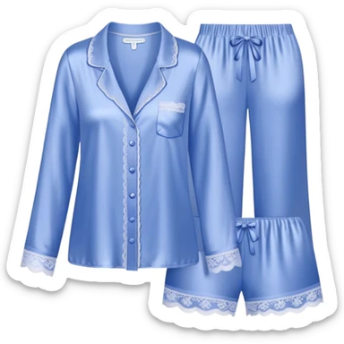 Periwinkle silk lace-trim pajama set sticker