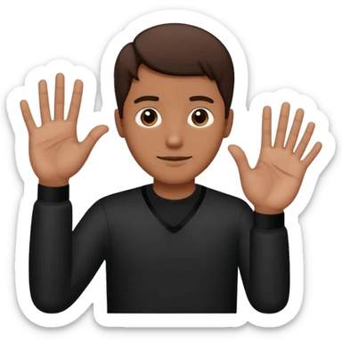 Un homme habillé en noir qui fait le signe 4 avec ça main  sticker