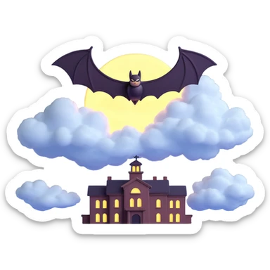 bat signal, 3D style, glowing effect, realistic clouds sticker
