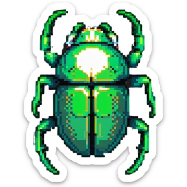 green shiny scarab with a skull as its body sticker