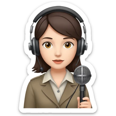 brunette girl interested in journalism, on-air reporting, silent film and sports sticker
