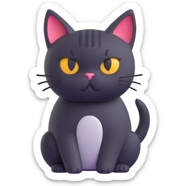 sad cat with a small frown sticker