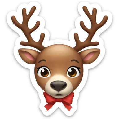 Cute reindeer with brown bow sticker