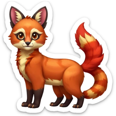 Colorful tropical exotic cute cool beautiful shiny beautiful fantasy-caracal-civet-Gryphon-Cacomistle-Trico-Red-Panda-oncilla-animal-Fakémon-hybrid-fursona (full body) sticker