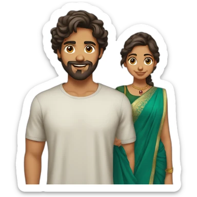 indian gujarati 21 year old brother with a beard and teenager sister with wavy hair sticker