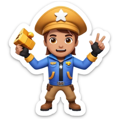 Brawl Stars character celebrating sticker