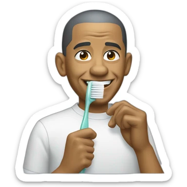 Barack Obama brushing his hair with a toothbrush sticker