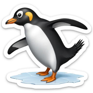 penguin slipping and falling with startled expression sticker