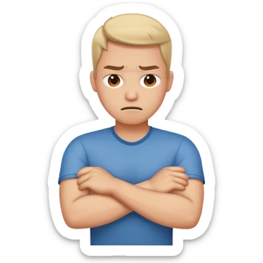Frustrated with arms crossed sticker