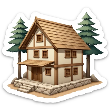 A wooden house inspired by Lycian architecture, built with traditional interlocking joinery and no nails. sticker
