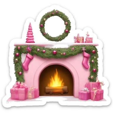 Pink Christmas mantle  sticker