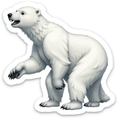 Polar bear with a wolf’s tail, fluffy neck fur, and long downward pointing tusks sticker