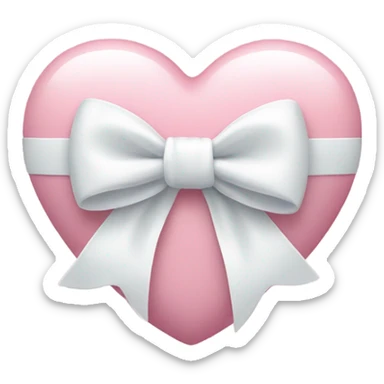 Pastel pink heart with white bow sticker