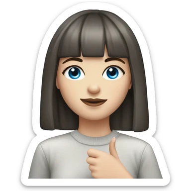 Beautiful Brunette blue eyed white girl with bangs and she has a cbd blunt in her hand  sticker