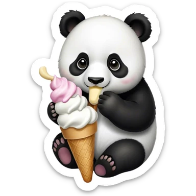 Panda eating ice cream sticker