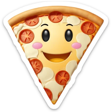 A pizza slice emoji with a smiley face. sticker