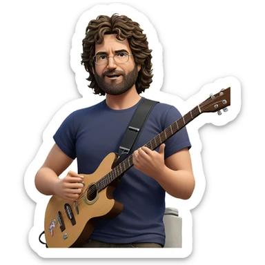 male musician with guitar outdoors sticker