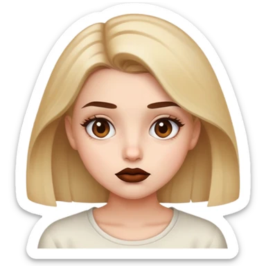 A girl with brown lip combo and doesnt care about anything  sticker