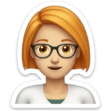 white women. Ginger Hair, straight Hair,hand facepalm wearing glasses sticker