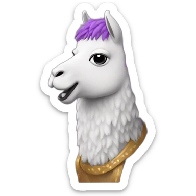 a purple llama eating a nice cake sticker