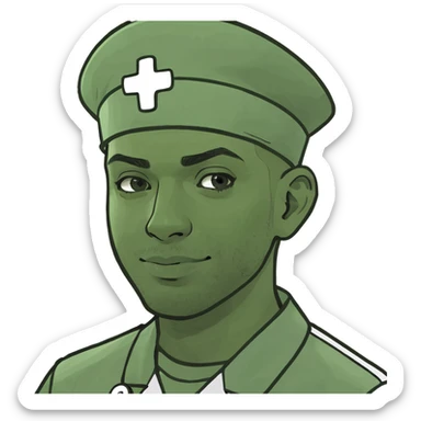 Gorgeous you g male nurse with elderly patient  sticker