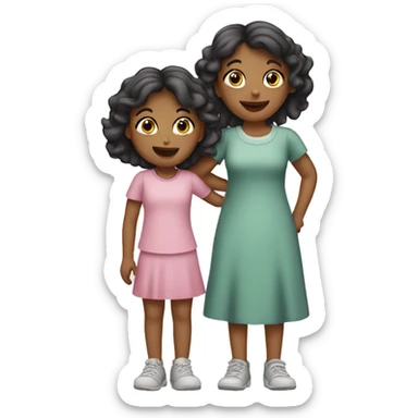two little girls with mother sticker