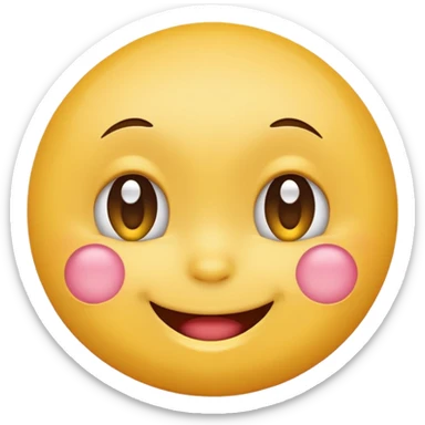 Emoji, yellow round smiling face, shy expression sticker