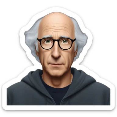 larry david, FOV 90 degrees, short lighting, L USM, Cold Colors, gilded technique, extremely hyper aesthetic, absurdres sticker