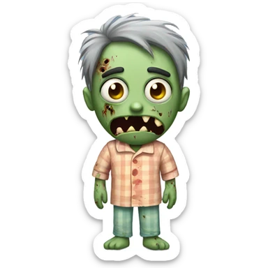 A zombie in pajamas sticker