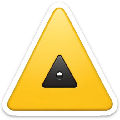 Emoji warning: yellow triangle, black exclamation mark, flat design, simple, emoji style. sticker