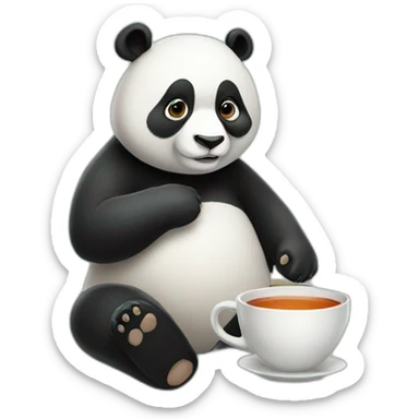 Panda girl and cup of tea sticker